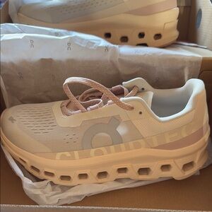 On Cloudmonster Sneakers - Cream and Peach
